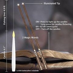 Floating Candles with Wand, 20 Pack 2 Wands Halloween Magic 6.1in-20pc 2 wands