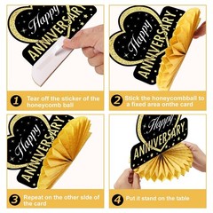 Happy Wedding Anniversary Decorations Table Honeycomb 8, Black, Gold