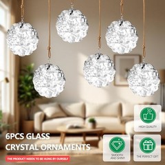 1.8in Clear Crystal Glass Prisms 6pcs Crystal Hanging Ornaments for Flower