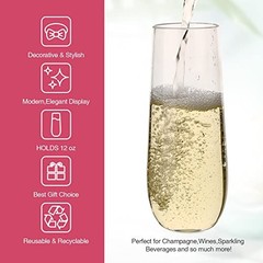 2PCS 100% Tritan Plastic Champagne Flutes,12 Oz stemless 2 Packs Tritan
