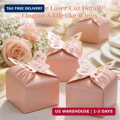 VGOODALL 50PCS Party Favor Boxes, 2.4″ x 2.4″ x 1.8″ 3D Butterfly Candy Boxes Pi