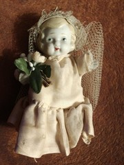 Vintage Bisque Porcelain Bride & Groom Wedding Cake Topper Figurines Set of 2