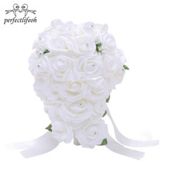 PE Foam Flower Artificial Water Drop Shaped Turquoise Royal Blue Bridal Bouquets