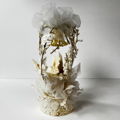 VTG Coast Novelties Spun Cotton Doves Wedding Cake Topper 2 Doves Bell 9″