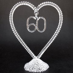 60th Sixtieth Wedding Anniversary Glass Cake Topper