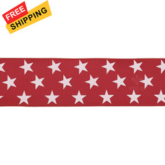 MEEDEE 4 Inch Patriotic Dupioni Wired Ribbon, 10 4 Inch, Red with White Stars