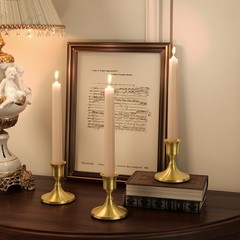 Brass Gold Taper Candle Holders Set of 3, Vintage Metal