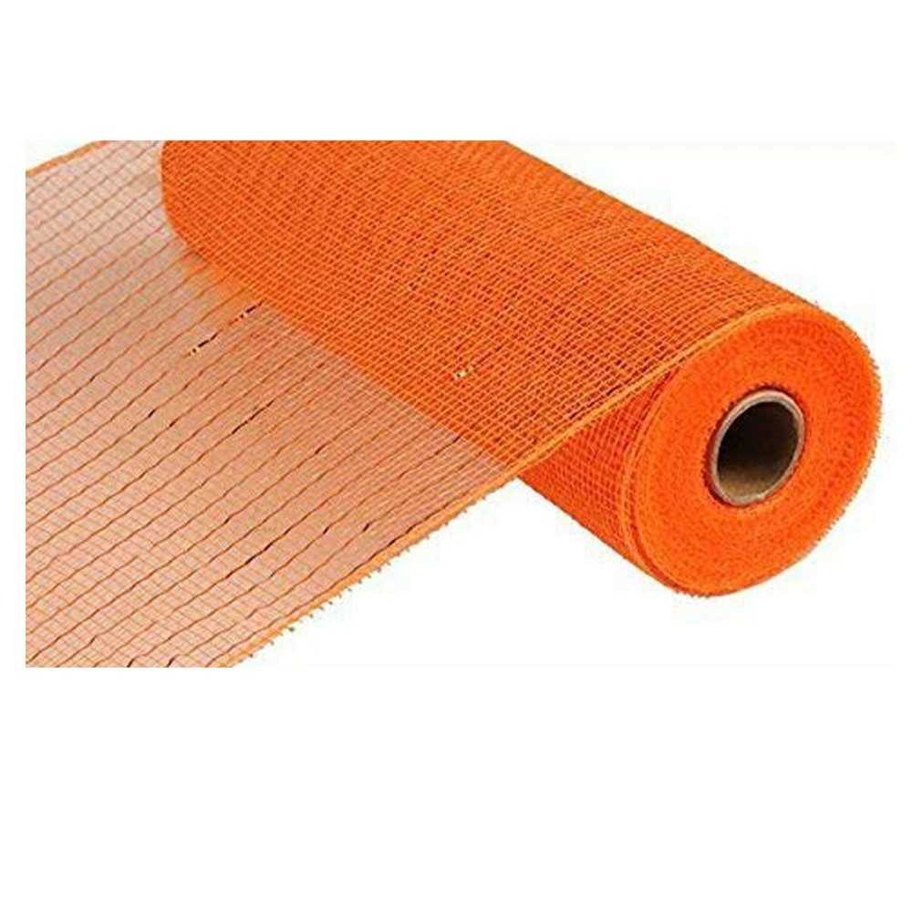 10 inch x 10 Yards (30 feet) Deco Poly Mesh Ribbon (Orange, Copper Foil)