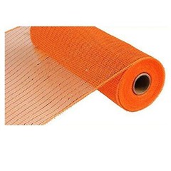 10 inch x 10 Yards (30 feet) Deco Poly Mesh Ribbon (Orange, Copper Foil)