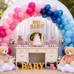 Pink and Blue Pastel Balloons, 12 Inch Hot Light Pink 12 inch 35pcs Blue Pink