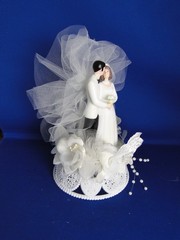 New Vintage Wilton Tender Love Wedding CakeTop, white coat, black pants 114-402