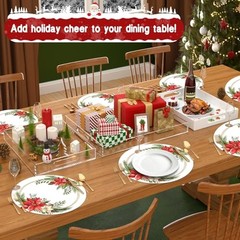 50 Pcs Christmas Paper Placemats Disposable Christmas Poinsettia & Pine Wreath