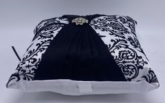 Ring Bearer Pillow Wedding NEW Black White Rhinestones Prty Mail Shp