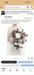 Ling’s moment Artificial Rose Wedding Bouquet 15 in Pink/White/Green Floral