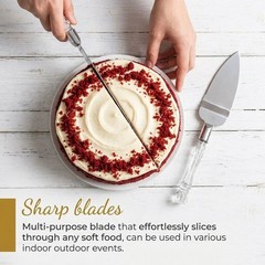 LUSHIG Cake Knife and Server Set | Acrylic Faux Crystal Handles & Premium 420…