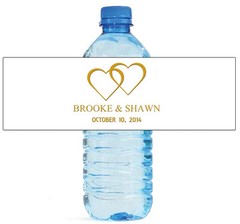 100 Modern White w Gold Wedding Anniversary Engagement Party Water Bottle Labels