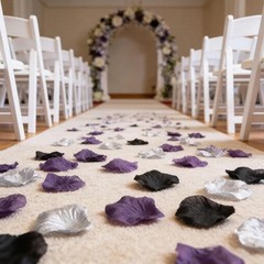 900PCS Dark Purple Black Silver Silk Rose Petals