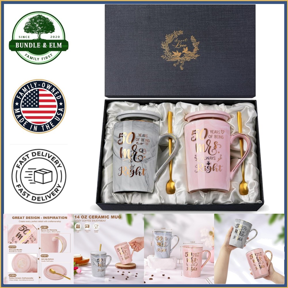 50 Together Mug Set for Couples, Perfect for Valentine’s or Anniversary