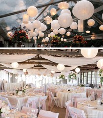 6″ White Round Paper Lantern, Even Ribbing, Hanging Decoration