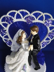 New Elegant Wedding Dancing Couple Caketop, Crystal Heart, purple decor #347
