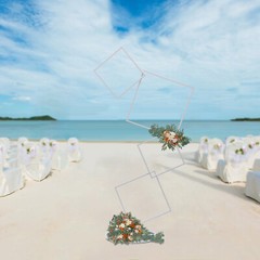 White Metal Flower Frame Weddings Square Backdrop Garland Plants Display Stand