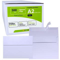 500 Pcs Bulk A2 Invitation Envelopes in White Peel & 500 White,