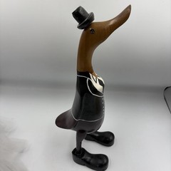 Wedding Bride And Groom Wooden Ducks Handmade Veil Dress Tuxedo Statues Unique