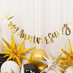 10 feet Gold Metallic Happy Anniversary Paper Hanging Party GARLAND Events Home