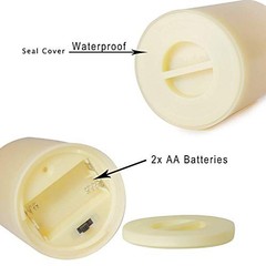 Waterproof Outdoor Battery Operated Flameless Candles Dark Ivory 3″x4″ 2 Pack