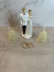 Vtg 1940s 1950s Wedding Cake Topper Lot