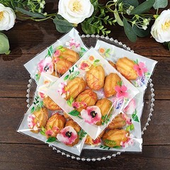 100 White Clear PVC Cookie Candy Bags With «Thank You» Floral Print Party