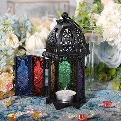 6.7» Moroccan Lanterns Decorative Indoor & Outdoor Vintage Candle Black