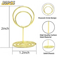 30Pcs Table Number Holders,Wire Place Card Holder Table Sign Holder Name Menu