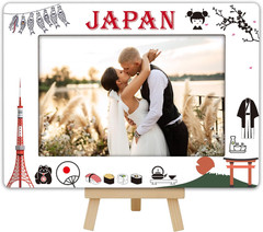 Japan Travel Picture Frame, 4X6 Japan Themed Wooden Frame with Easel Stand for H