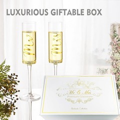 Elegant Gold Wedding Cake Knife & Server Set with Mr & Mrs Champagne Flutes