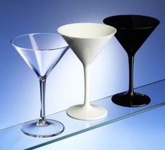 Unbreakable Polycarbonate Black Martini Cocktail Glasses Pack of 6