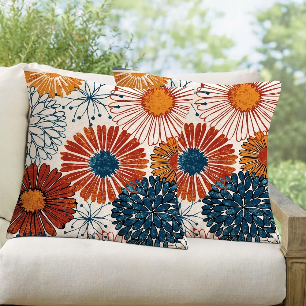 Jartinle Navy Blue Dahlia Flower 18″ x (Pack of 2), Burnt Orange