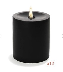 Richland Black Pillar Candles 3×3 Set of 12 Unscented Smokeless Cotton Wick