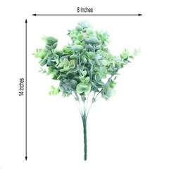 12 Bushes FROSTED GREEN 14″ tall Eucalyptus Artificial Greenery Wedding Bouquets