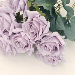 LAVENDER 2 Bushes 17″ Silk Roses Artificial FLOWERS Bouquets Party Decorations