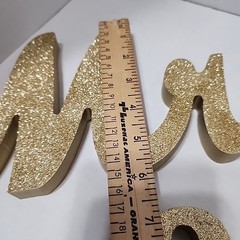 GOLD Glittered Wooden Mr & Mrs Freestanding Wedding Table Display (2 Glue Spots)