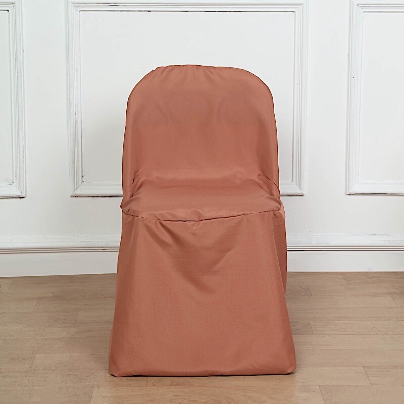 50 Terracotta Polyester FOLDING Flat CHAIR COVERS Wedding Party Banquet