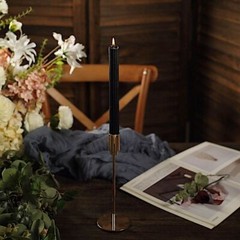 BLACK 5 Ribbed Design 9″ Unscented Premium Wax Taper CANDLES Party Decorations