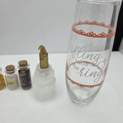 Bridesmaid Bachelorette Gift Set Crystals Jewelry Pouch Wine Glass Candle