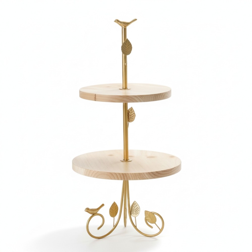 Double-Level Dessert Stand Decorative Dessert Stand Featuring Wooden Shelves