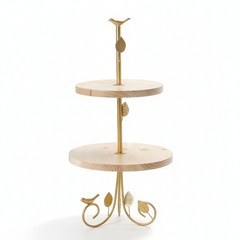 Double-Level Dessert Stand Decorative Dessert Stand Featuring Wooden Shelves