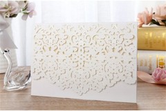 White Laser Cut Printing Personalized Wedding Invitation Card Party Floral Lace