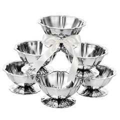 6 Pcs Stainless Steel Ice Cream Bowls Mini Silver Serving Lotus Dwarf Style