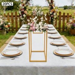Gold 20 PCS Geometric Flower Stand For Wedding, Flower Stand 8.27*8.27*15.75in