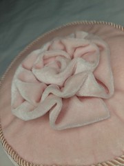 Nordstrom- Round Pink Flower Cushion/Ring Bearer Pillow. Shabby Chic. Soft!